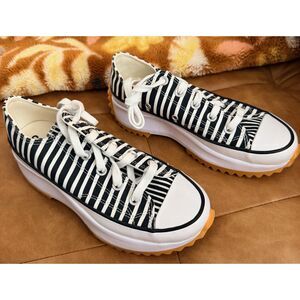 Converse Run Star Hike Low Top Black White Striped Platform Sneakers